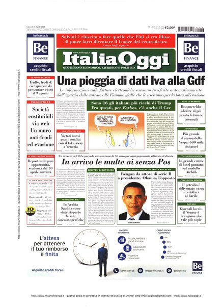 Italia oggi : quotidiano di economia finanza e politica